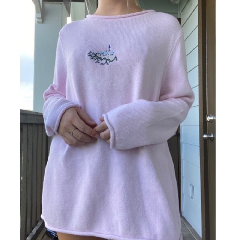 Pink embroidered sweater